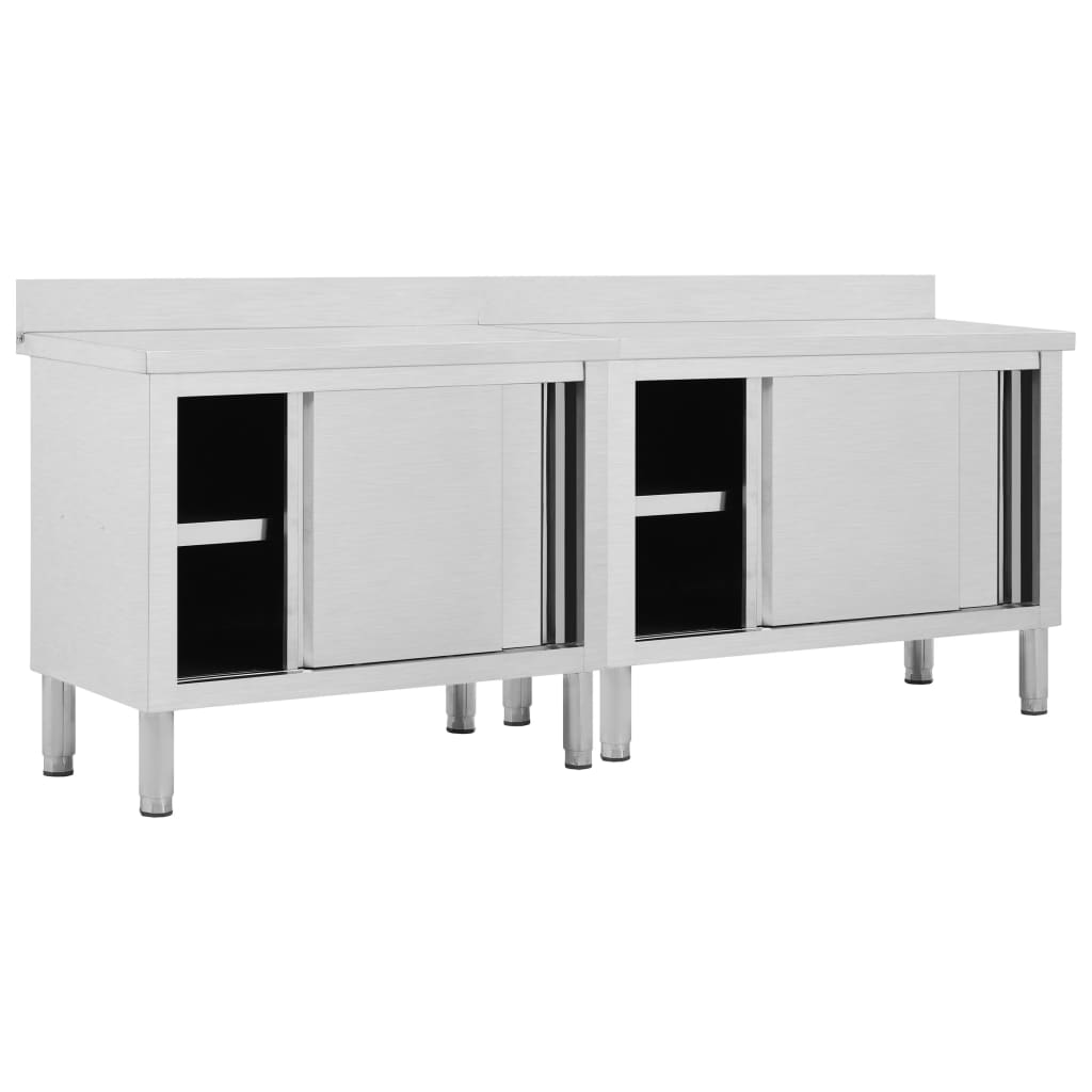 vidaXL Stoły robocze, przesuwne drzwi 2 szt., 240x50x(95-97) cm, stal