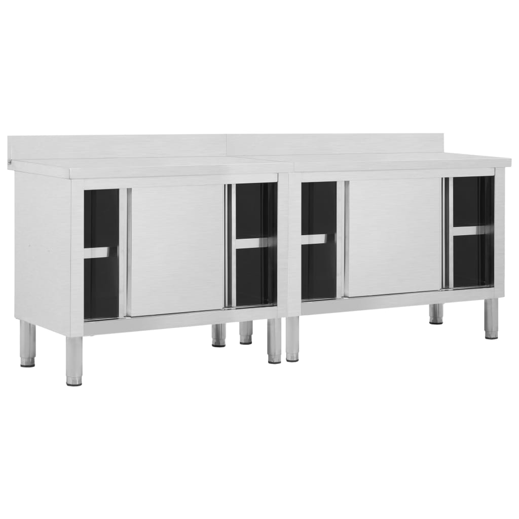 vidaXL Stoły robocze, przesuwne drzwi 2 szt., 240x50x(95-97) cm, stal
