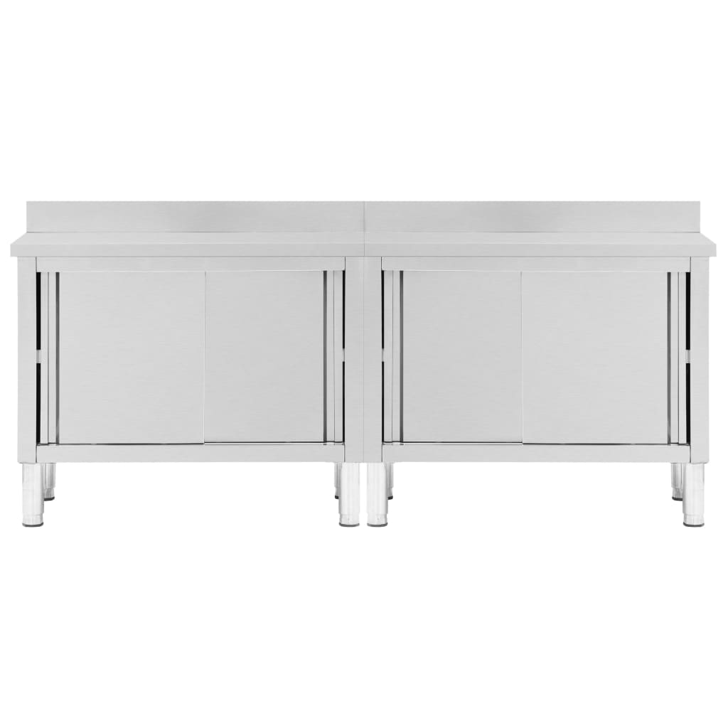 vidaXL Stoły robocze, przesuwne drzwi 2 szt., 240x50x(95-97) cm, stal