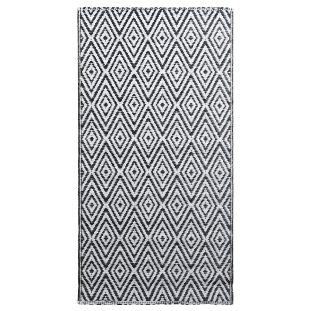 vidaXL Dywan na zewnątrz, ARAKIL biało-czarny, 120x180 cm, PP