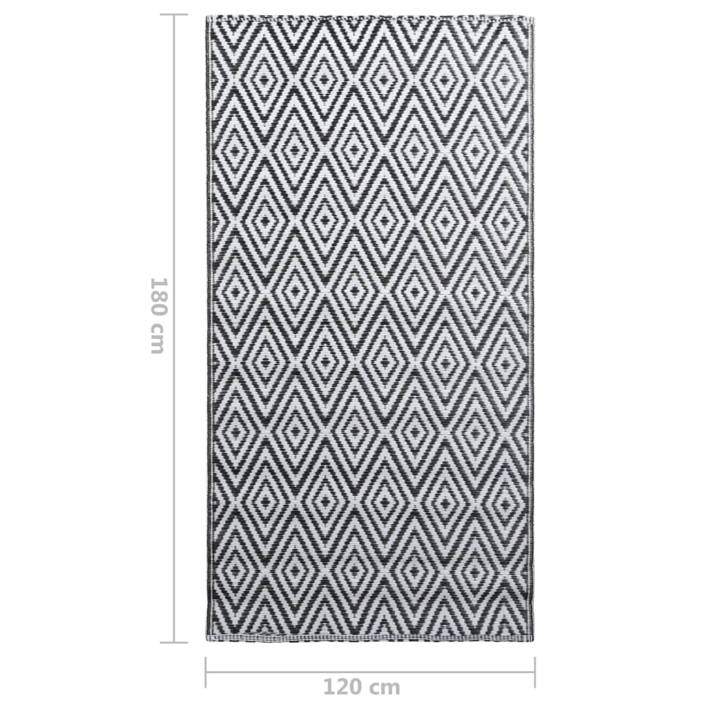 vidaXL Dywan na zewnątrz, ARAKIL biało-czarny, 120x180 cm, PP