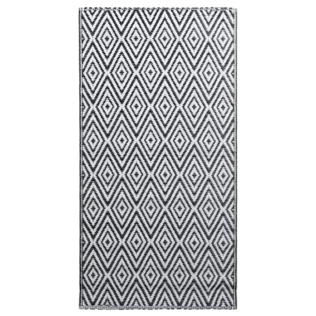 vidaXL Dywan na zewnątrz, ARAKIL biało-czarny, 160x230 cm, PP