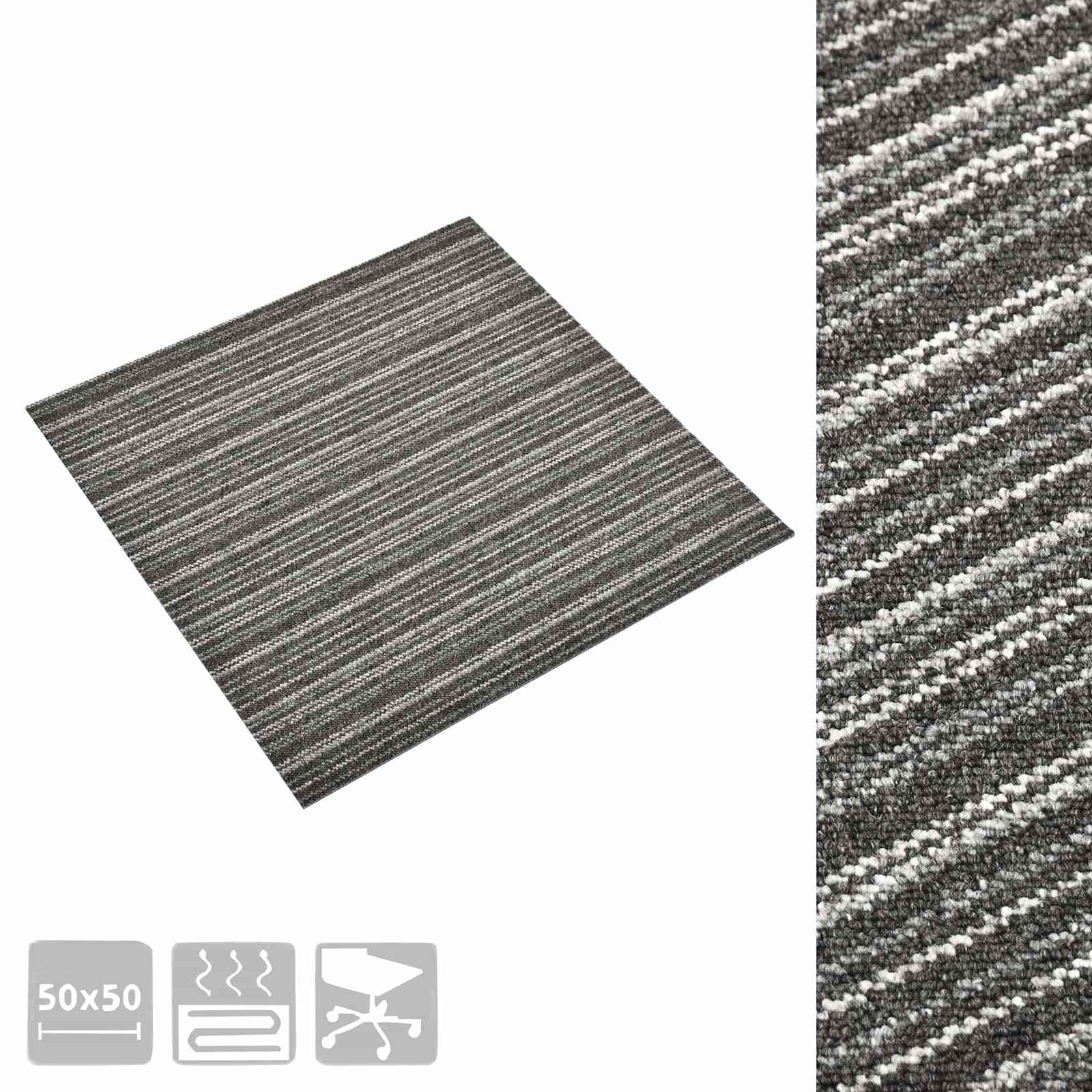 vidaXL Dywan 20 pcs Antracytowy w paski 50 x 50 cm 100% polipropylen