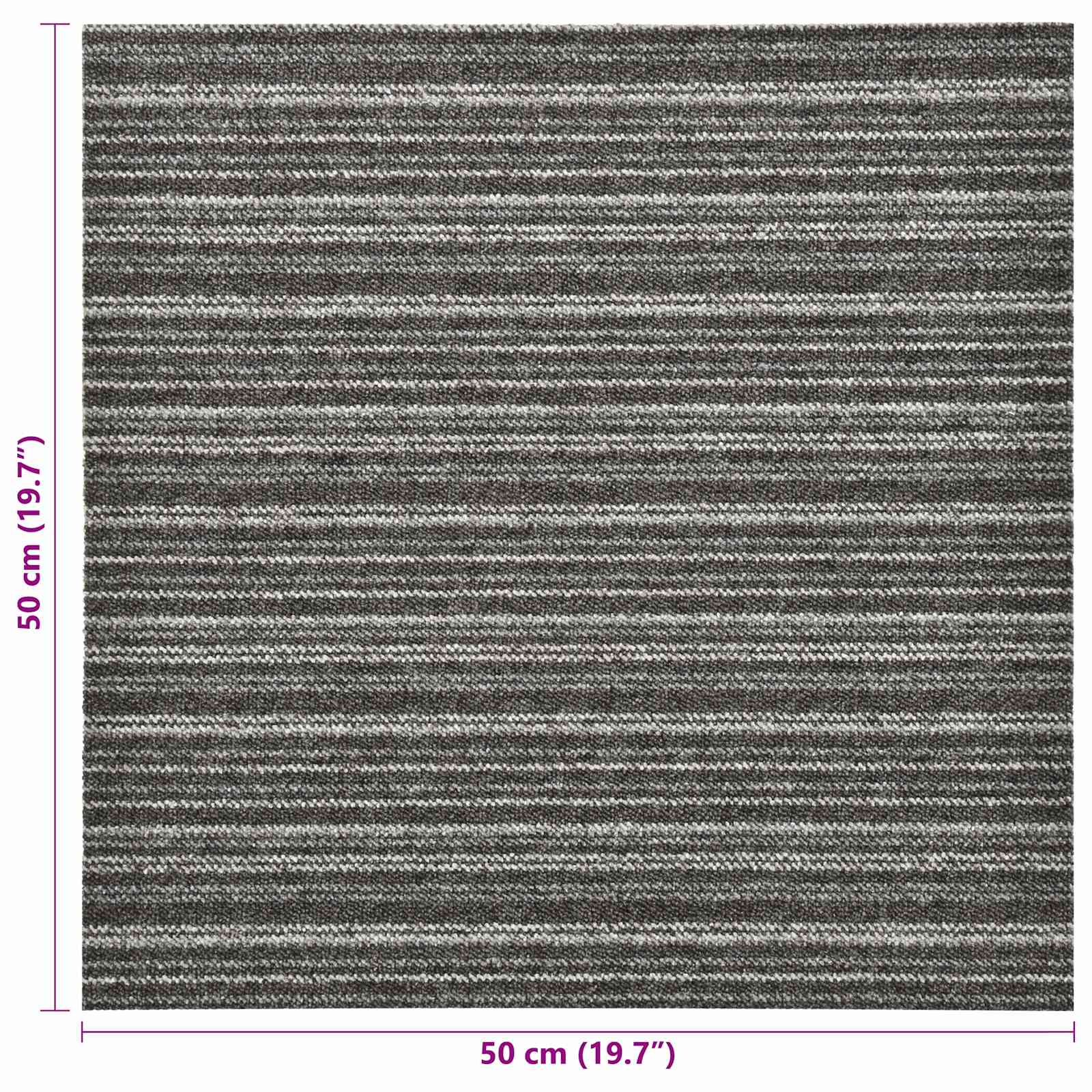 vidaXL Dywan 20 pcs Antracytowy w paski 50 x 50 cm 100% polipropylen