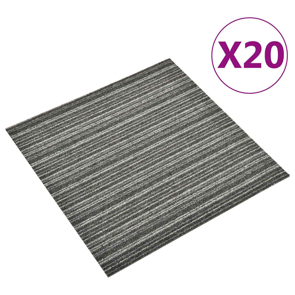 vidaXL Dywan 20 pcs Antracytowy w paski 50 x 50 cm 100% polipropylen