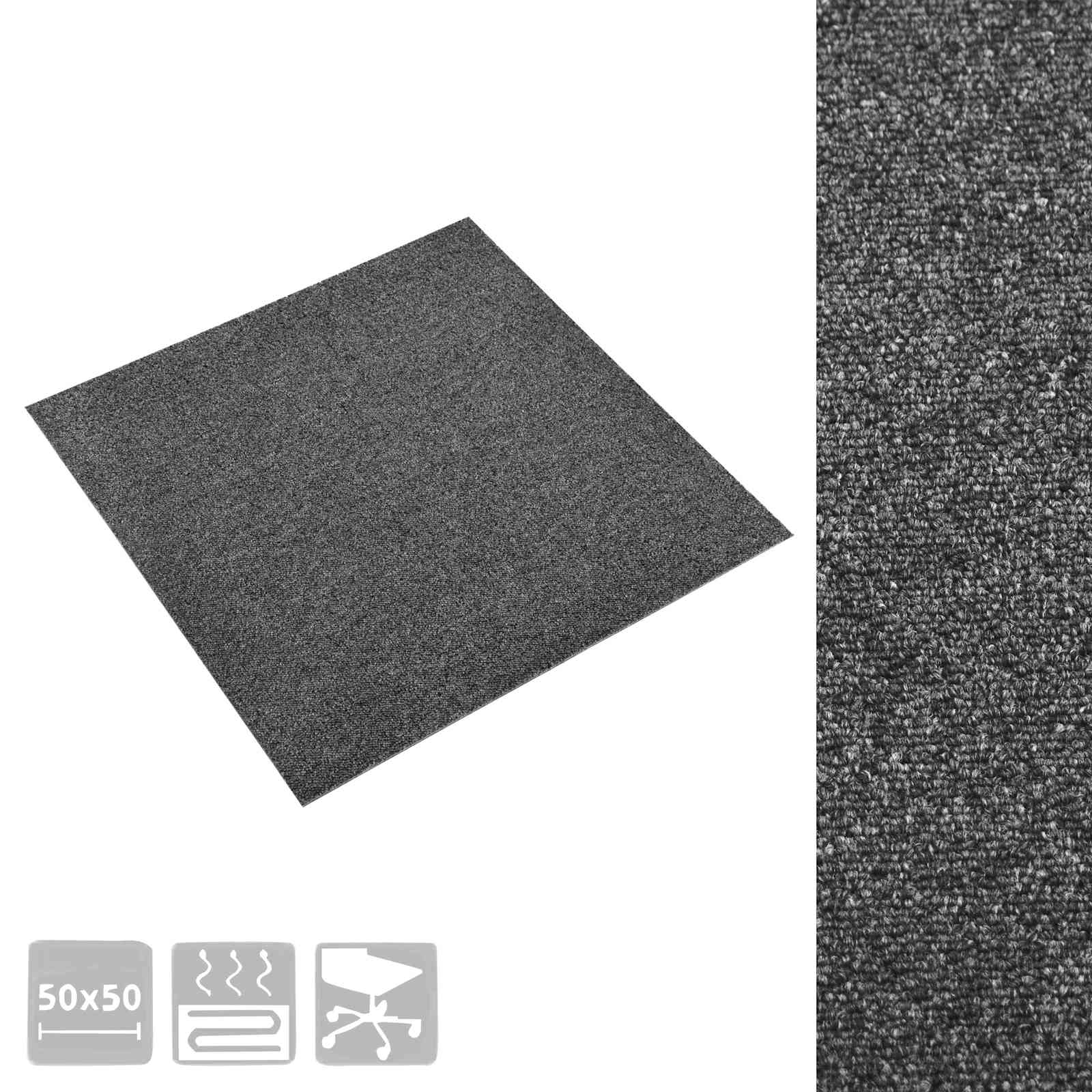 vidaXL Dywan 20 pcs Antracyt 50 x 50 cm 100% polipropylen