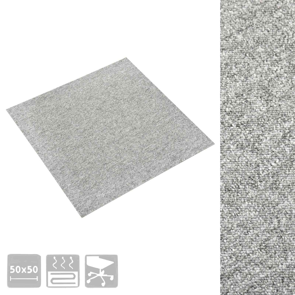 vidaXL Dywan 20 pcs Jasnoszary 50 x 50 cm 100% polipropylen