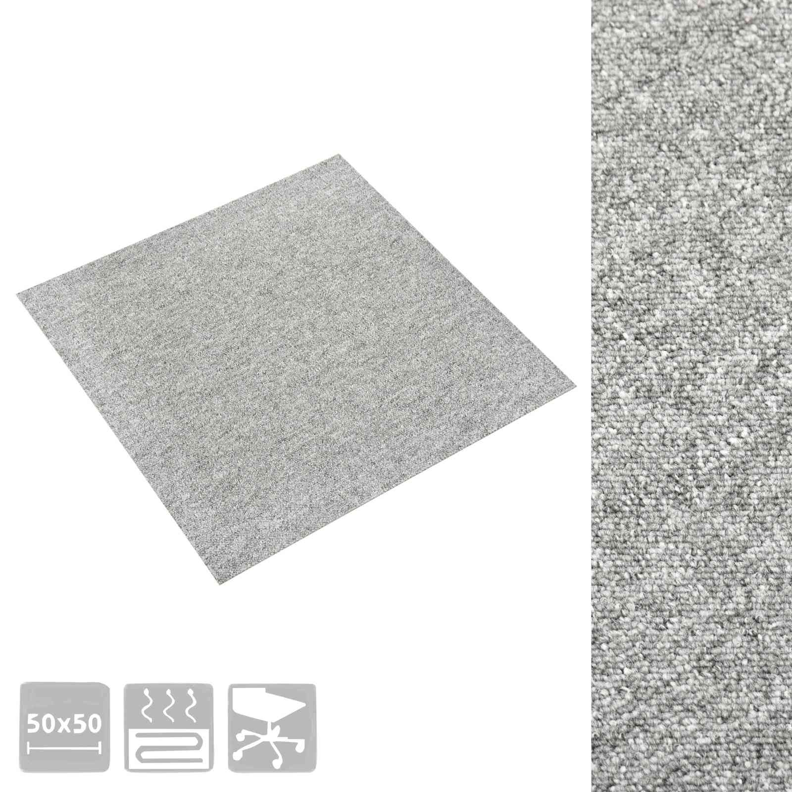 vidaXL Dywan 20 pcs Jasnoszary 50 x 50 cm 100% polipropylen