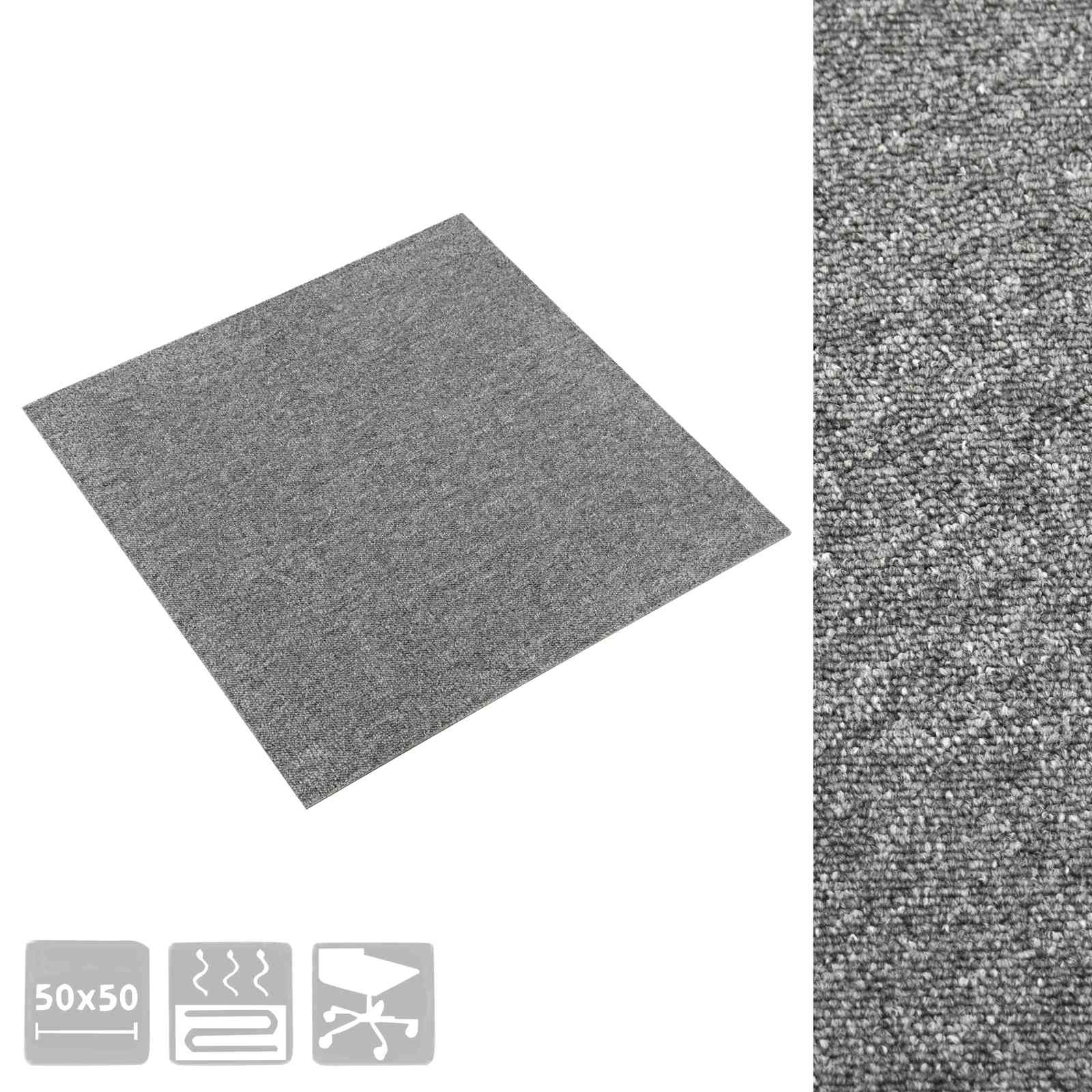 vidaXL Dywan 20 pcs Szary 50 x 50 cm 100% polipropylen