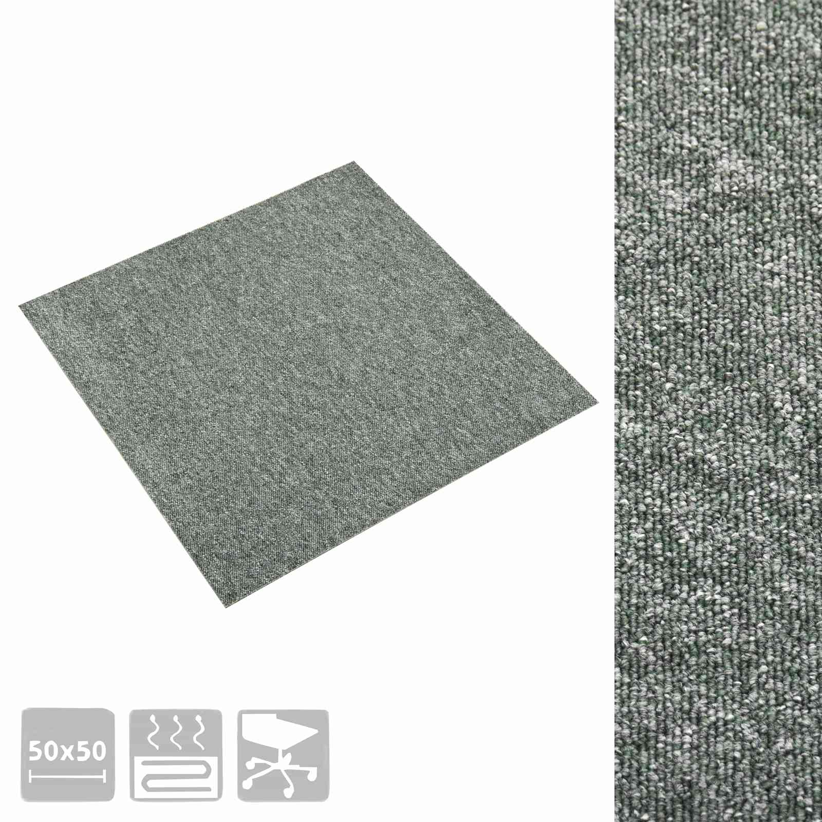 vidaXL Dywan 20 pcs Zielony 50 x 50 cm 100% polipropylen