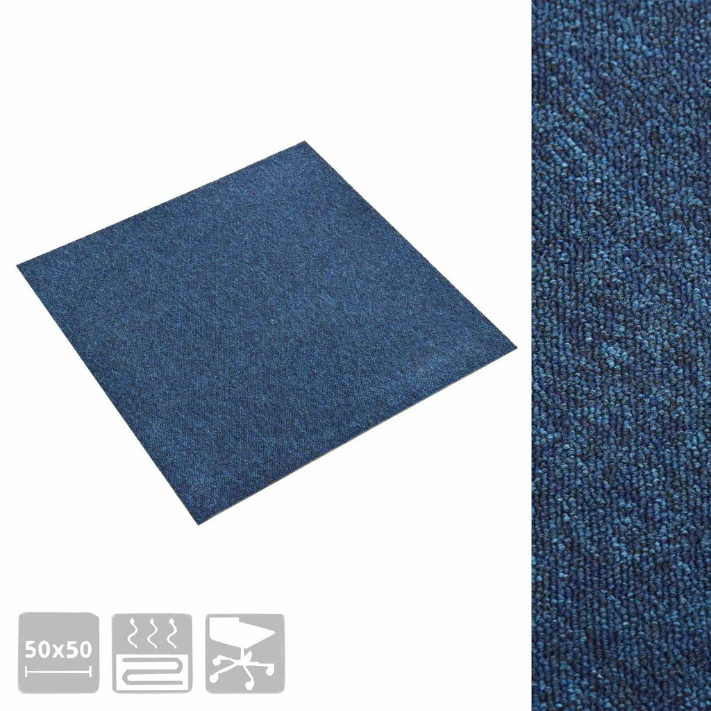 vidaXL Dywan 20 pcs Ciemnoniebieski 50 x 50 cm 100% polipropylen