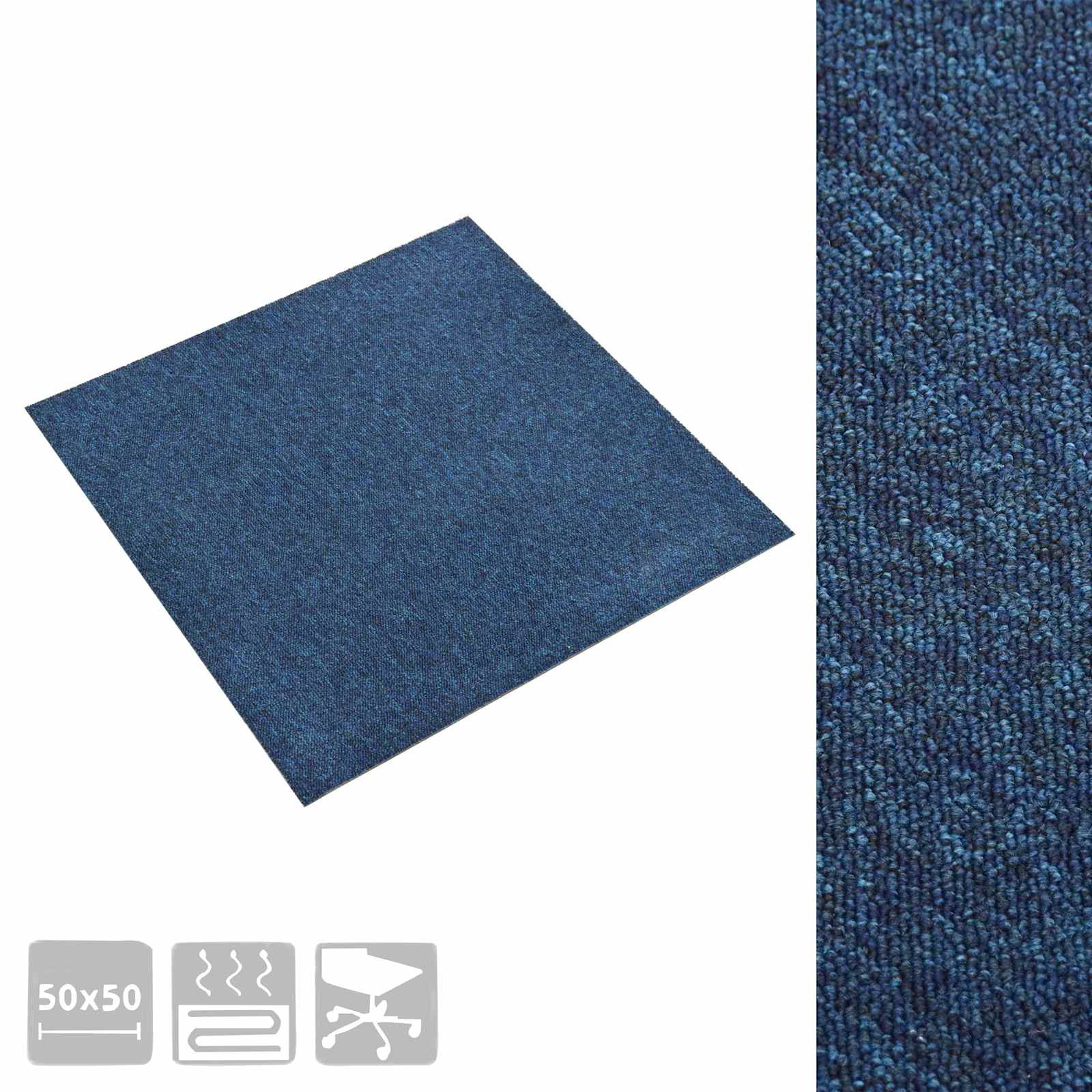 vidaXL Dywan 20 pcs Ciemnoniebieski 50 x 50 cm 100% polipropylen