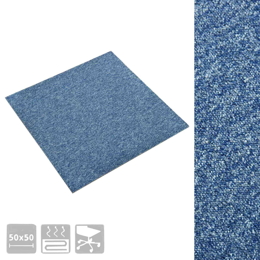 vidaXL Dywan 20 pcs Niebieski 50 x 50 cm 100% polipropylen