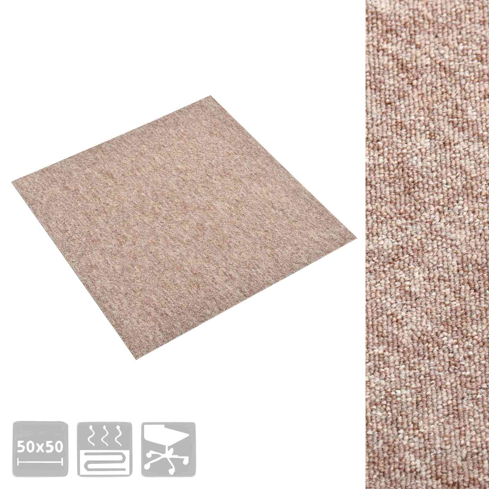 vidaXL Dywan 20 pcs Beżowy 50 x 50 cm 100% polipropylen