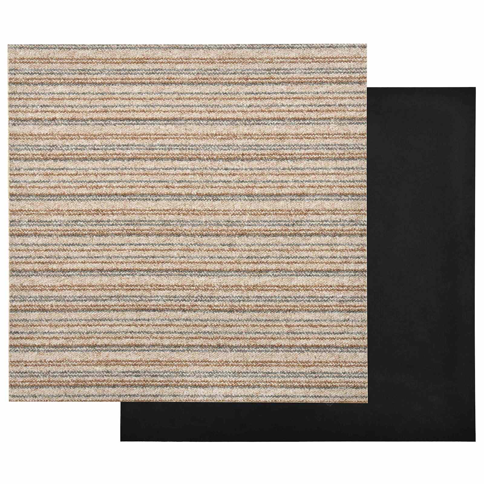 vidaXL Dywan 20 pcs Beżowy w paski 50 x 50 cm 100% polipropylen