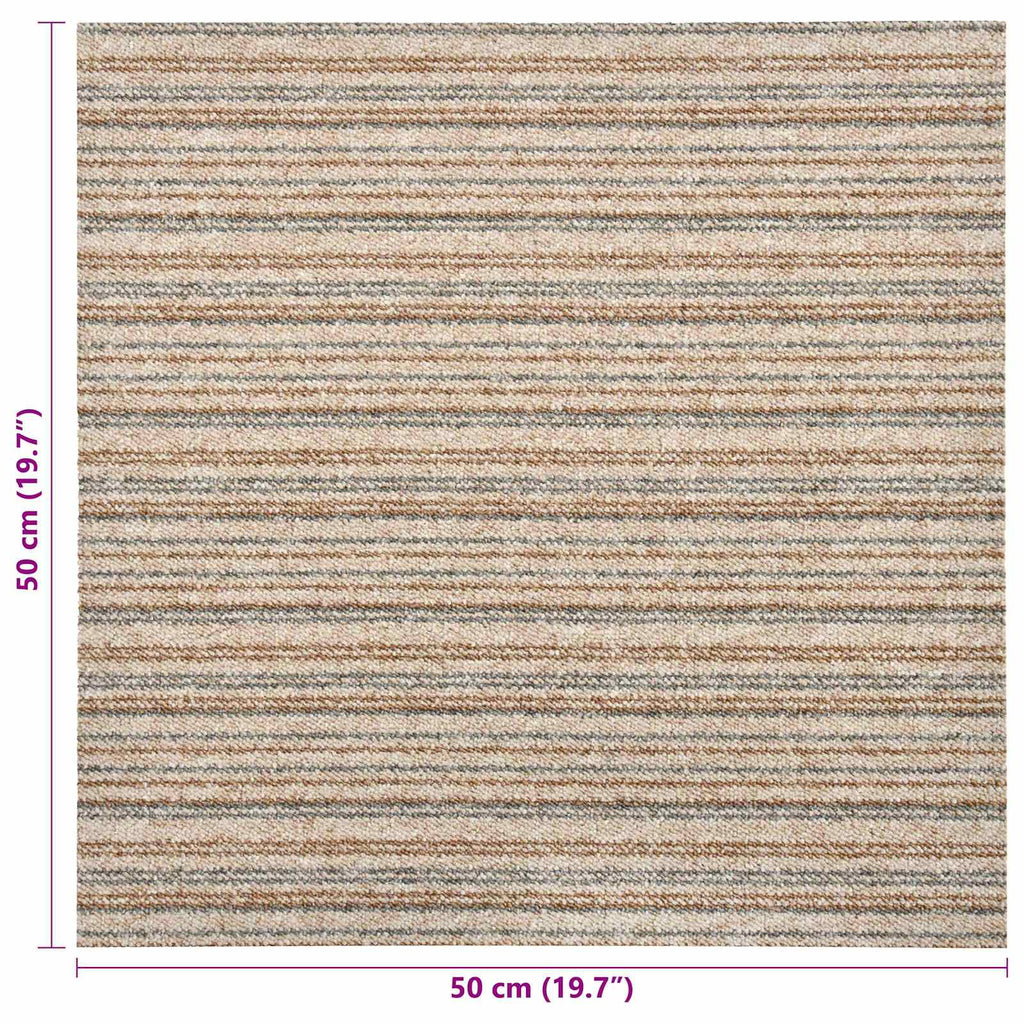 vidaXL Dywan 20 pcs Beżowy w paski 50 x 50 cm 100% polipropylen