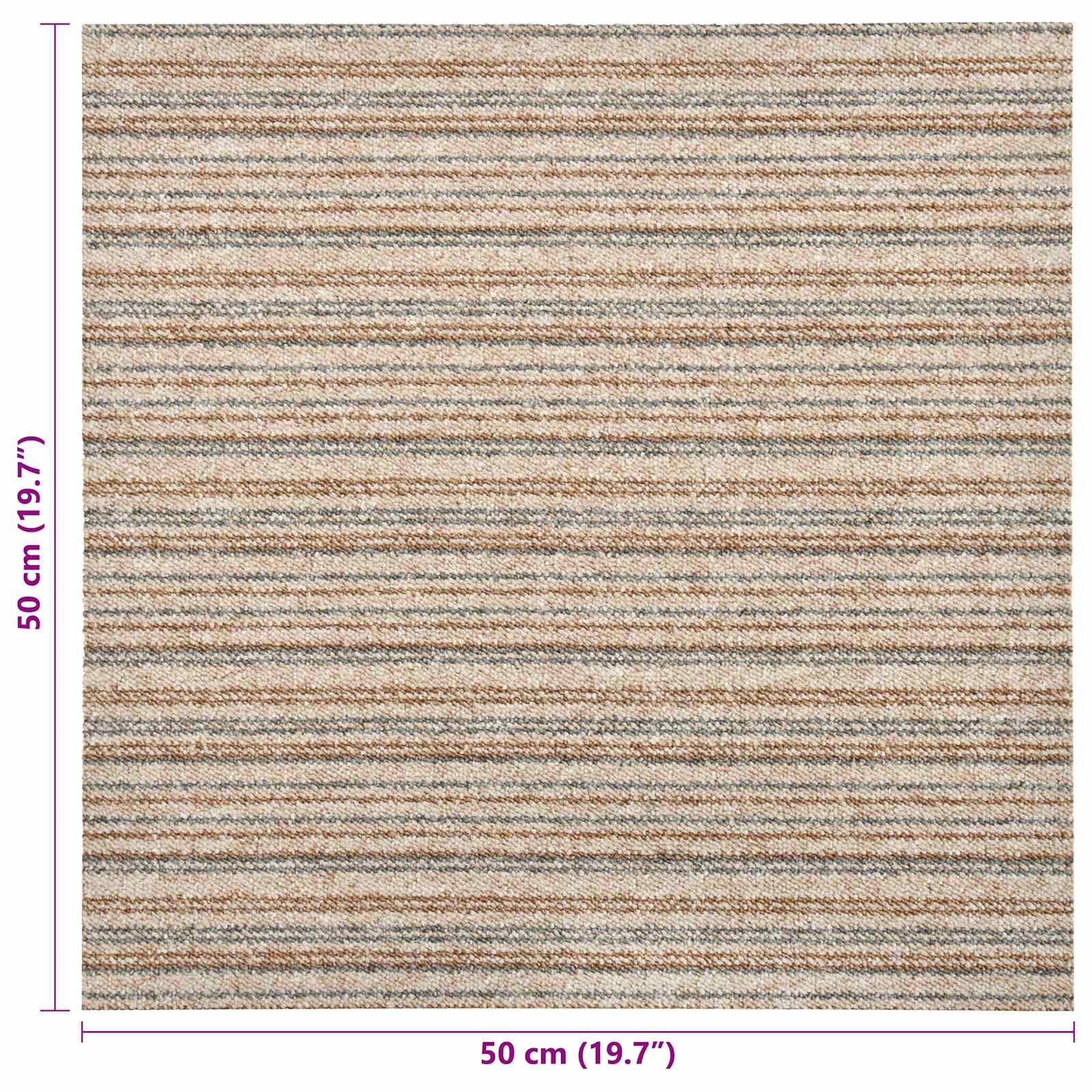 vidaXL Dywan 20 pcs Beżowy w paski 50 x 50 cm 100% polipropylen