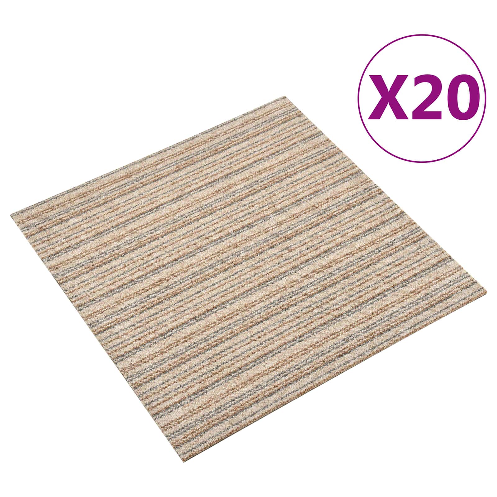 vidaXL Dywan 20 pcs Beżowy w paski 50 x 50 cm 100% polipropylen