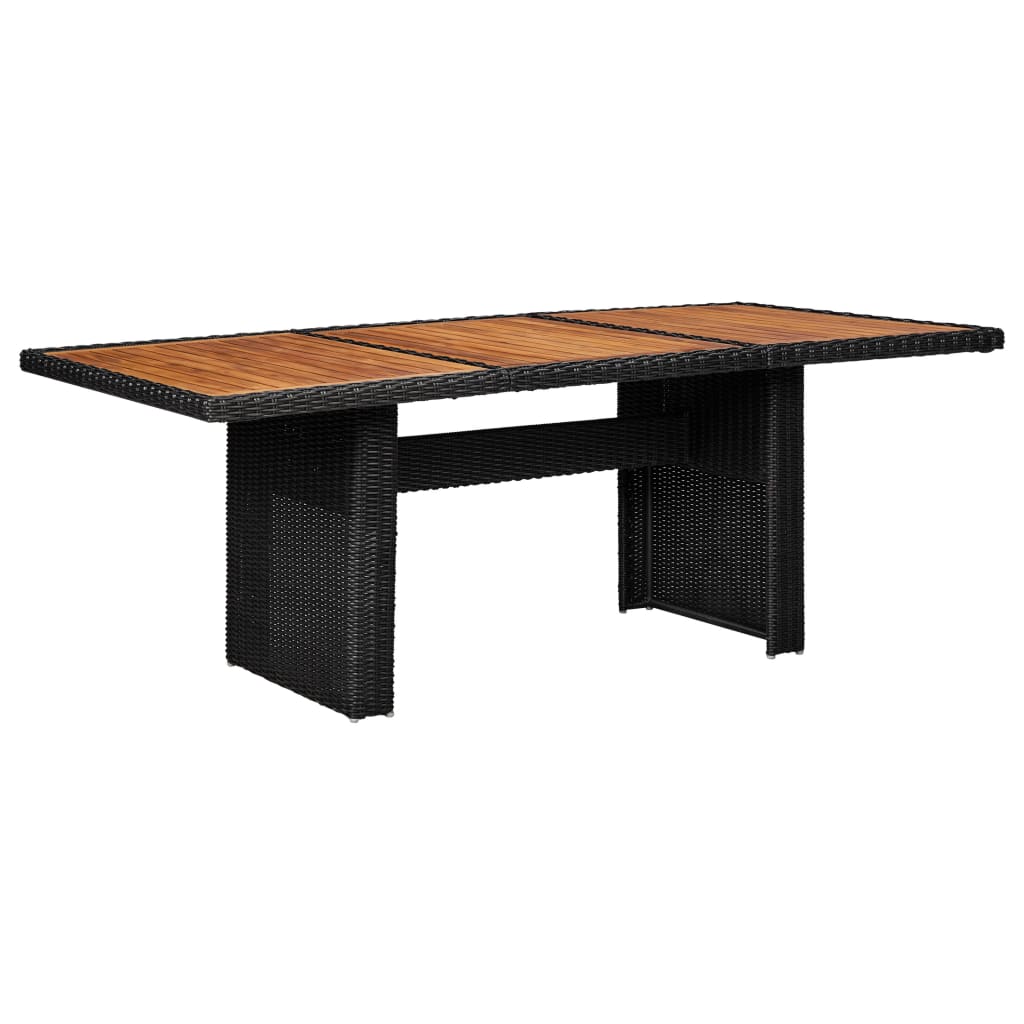 vidaXL Stół ogrodowy, czarny, 200x100x74 cm, rattan PE