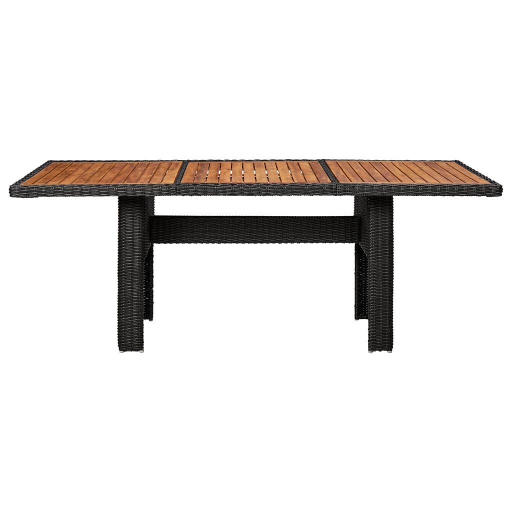 vidaXL Stół ogrodowy, czarny, 200x100x74 cm, rattan PE