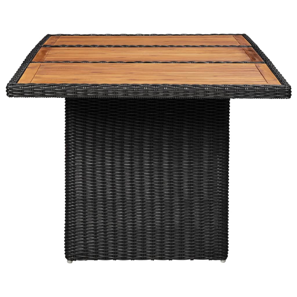 vidaXL Stół ogrodowy, czarny, 200x100x74 cm, rattan PE
