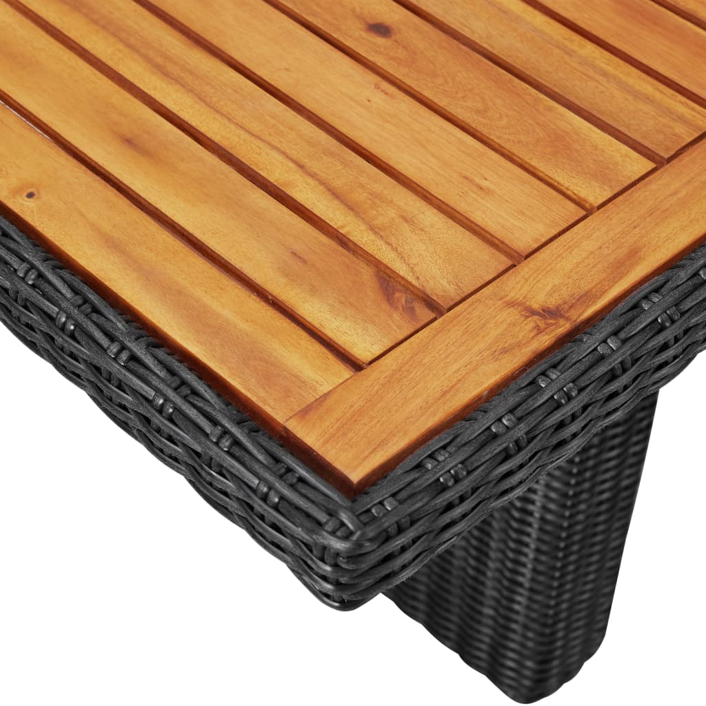 vidaXL Stół ogrodowy, czarny, 200x100x74 cm, rattan PE