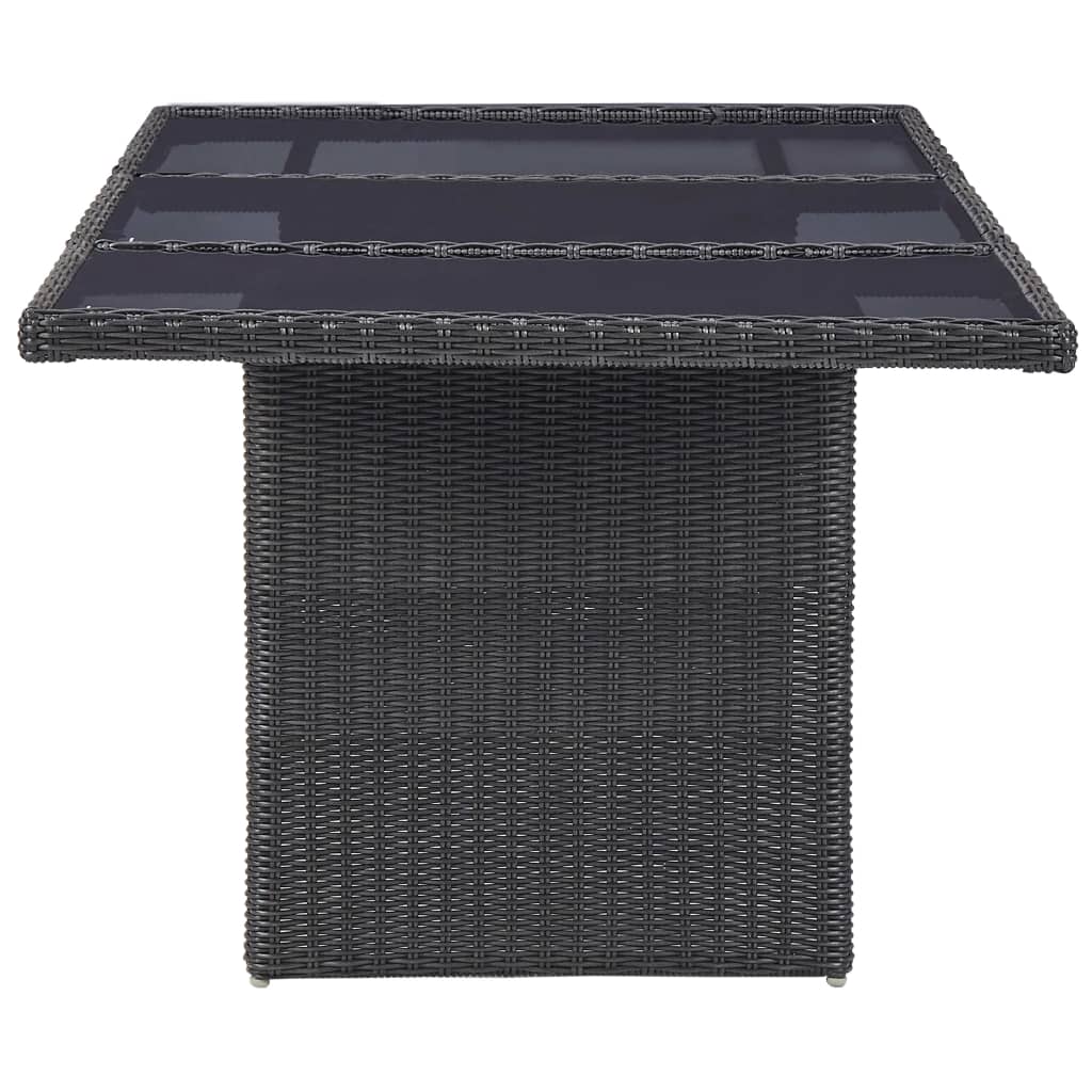 vidaXL Stół ogrodowy, czarny, 200x100x74 cm, szkło i rattan PE