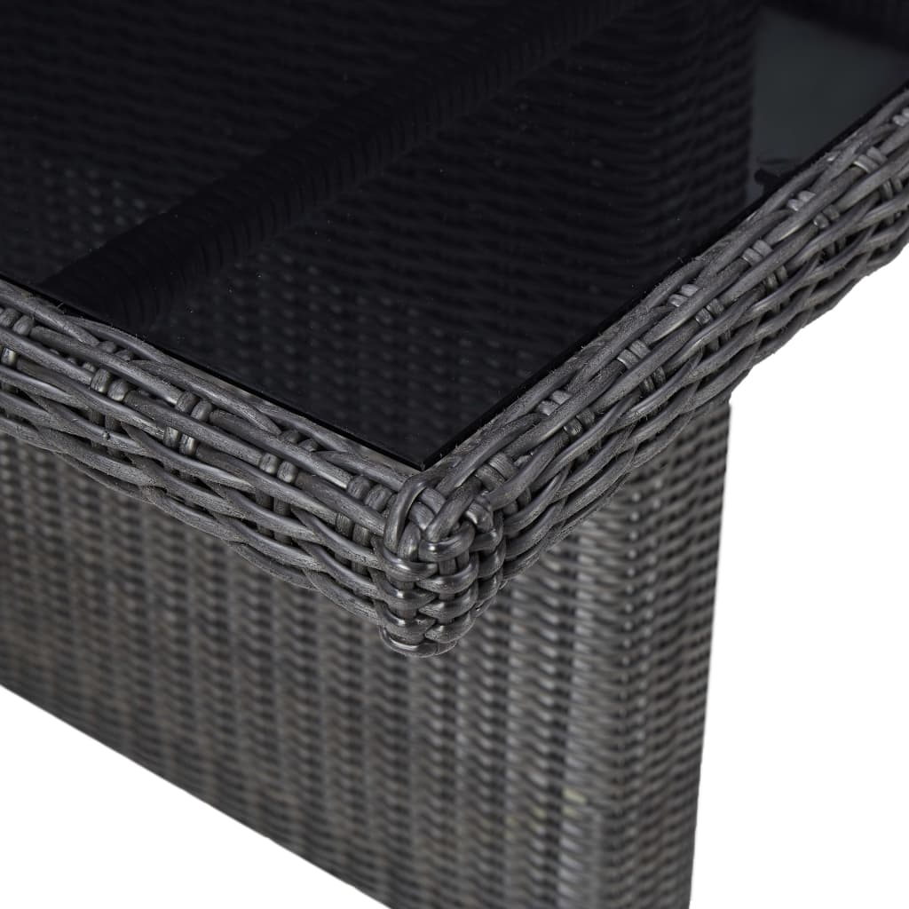 vidaXL Stół ogrodowy, czarny, 200x100x74 cm, szkło i rattan PE