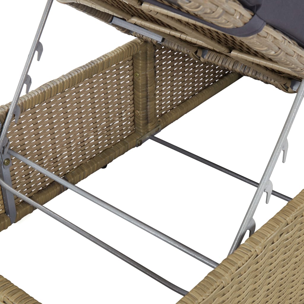 vidaXL Leżak z polirattanu, brązowo-ciemnoszary