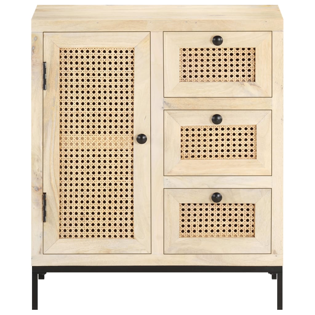 vidaXL Szafka, 60x35x70 cm, lite drewno mango i naturalna trzcina