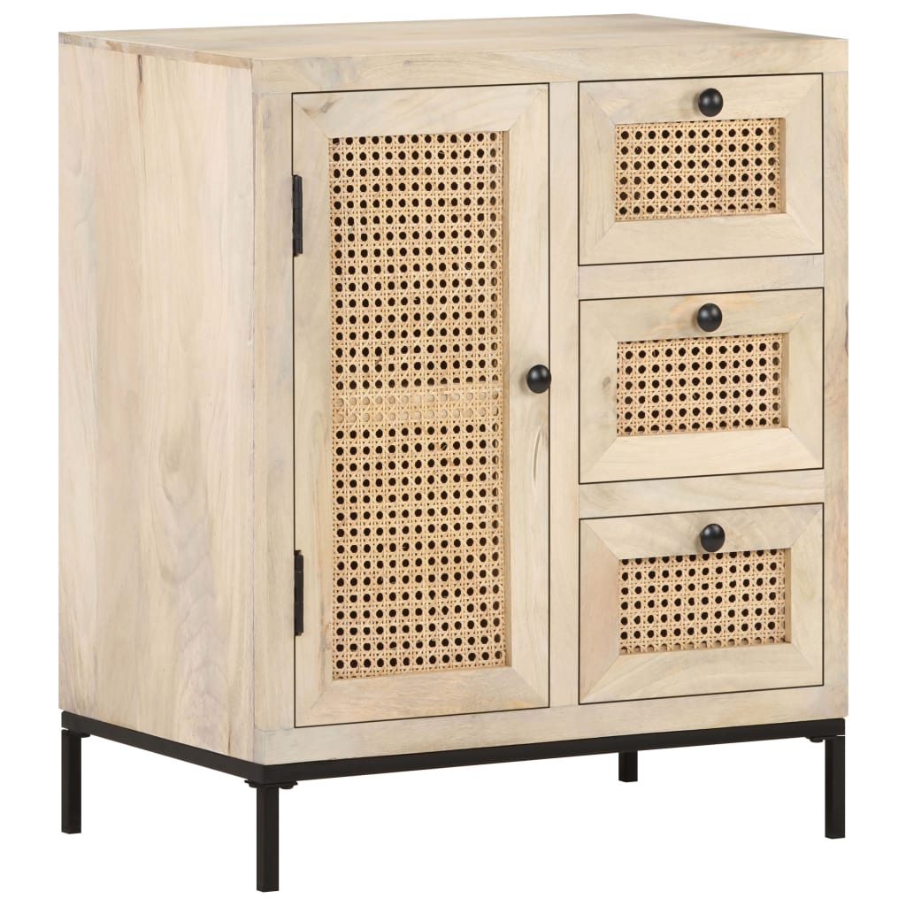 vidaXL Szafka, 60x35x70 cm, lite drewno mango i naturalna trzcina
