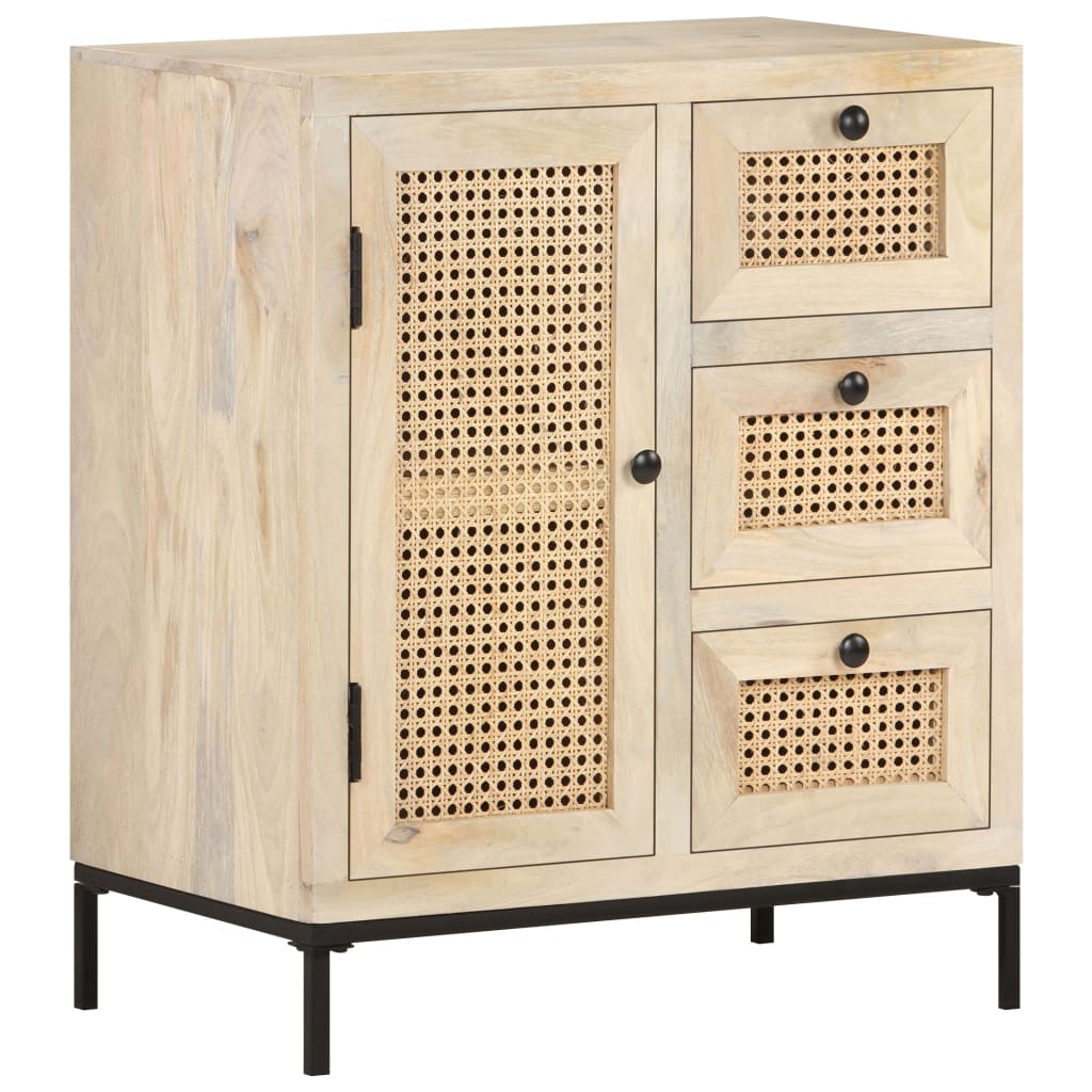 vidaXL Szafka, 60x35x70 cm, lite drewno mango i naturalna trzcina
