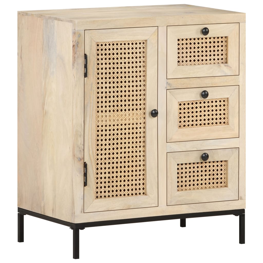 vidaXL Szafka, 60x35x70 cm, lite drewno mango i naturalna trzcina