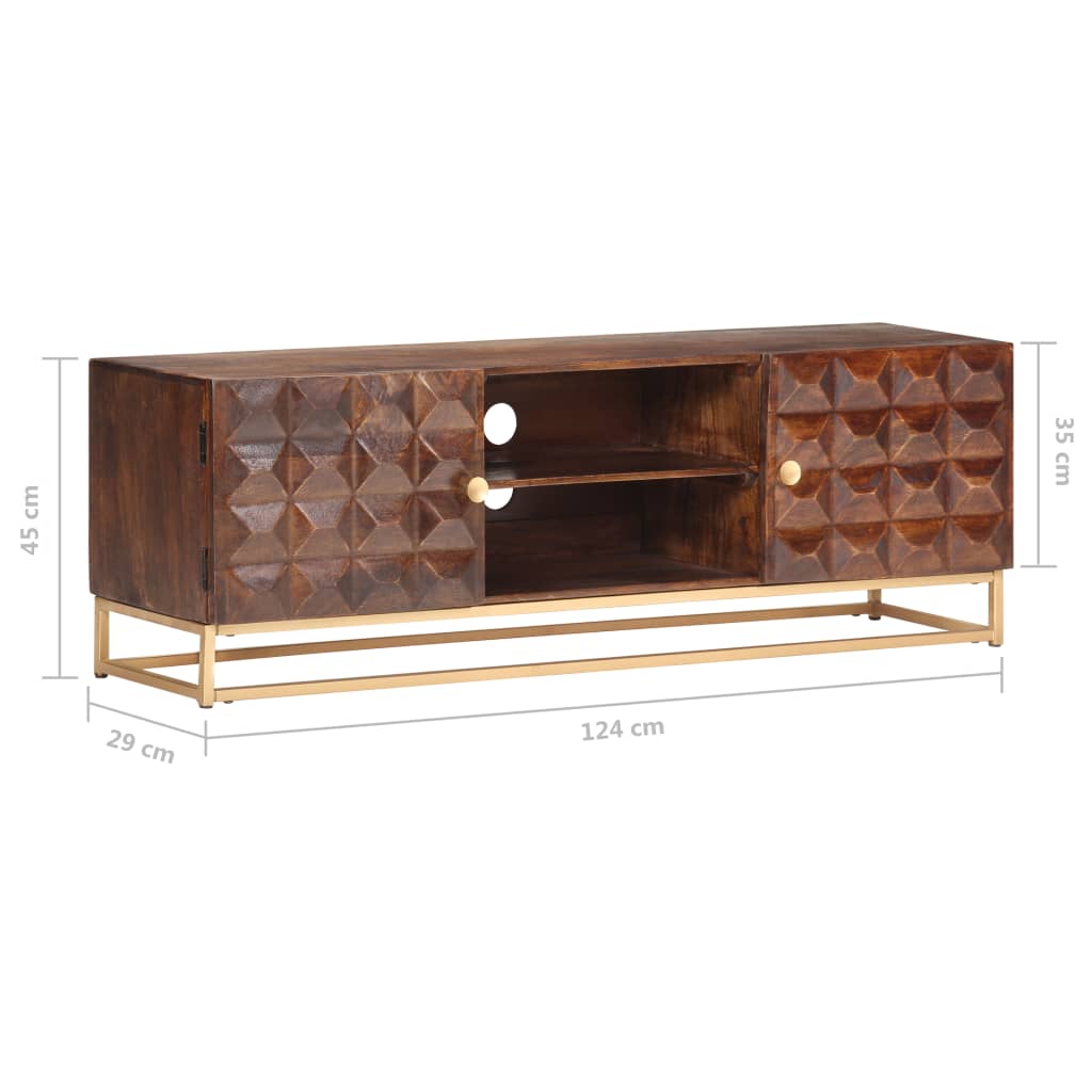 vidaXL Szafka pod TV, 124x29x45 cm, lite drewno mango