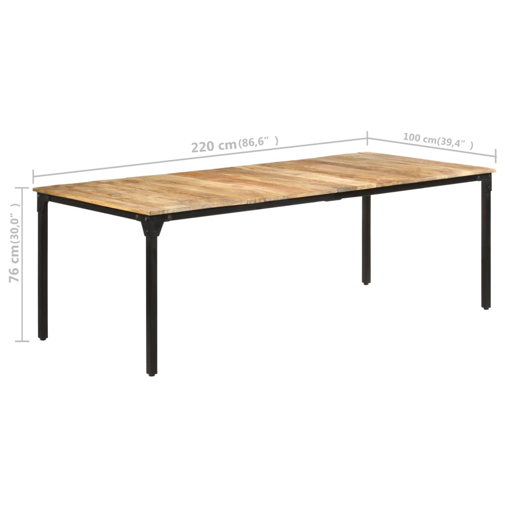 vidaXL Stół jadalniany, 220 x 100 x 76 cm, surowe drewno mango