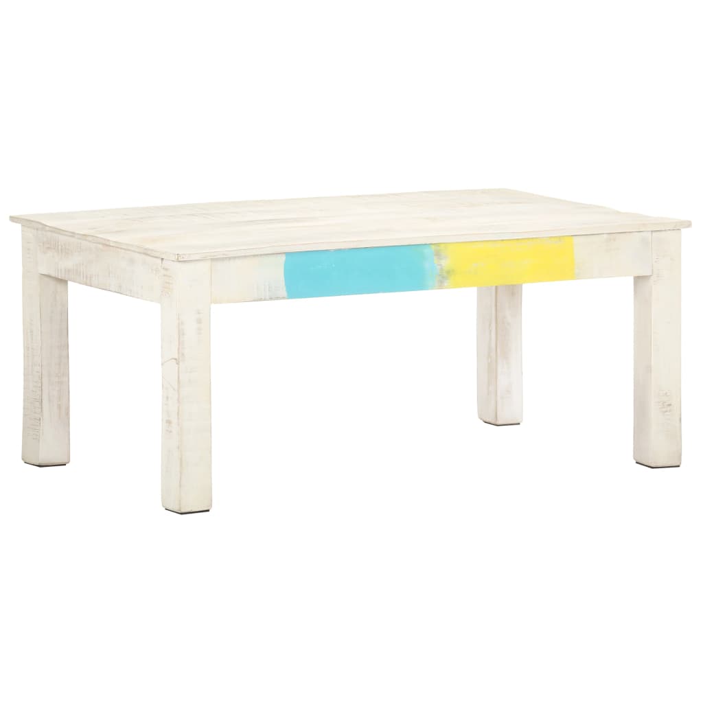 vidaXL Stolik kawowy, biały, 110 x 60 x 45 cm, lite drewno mango