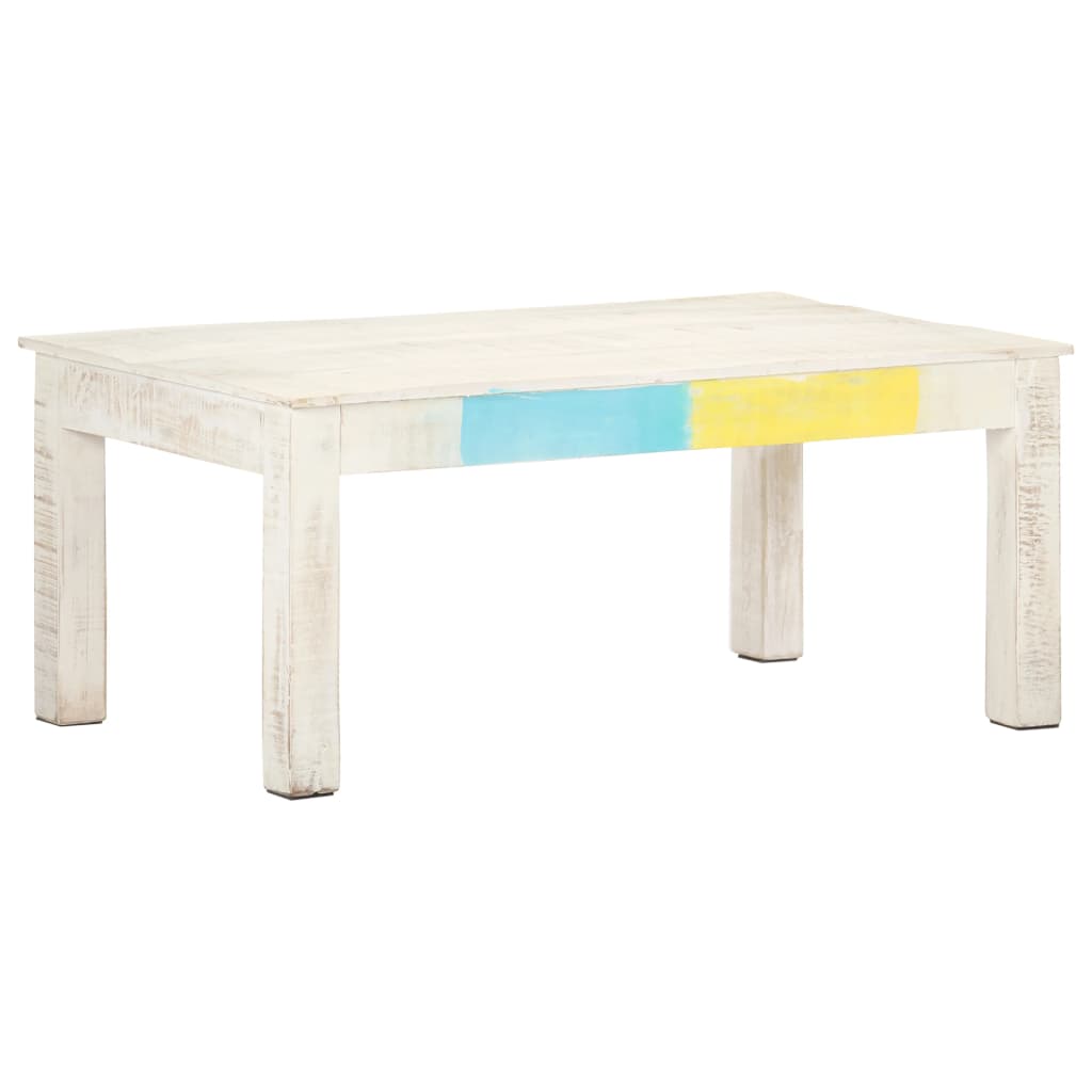 vidaXL Stolik kawowy, biały, 110 x 60 x 45 cm, lite drewno mango