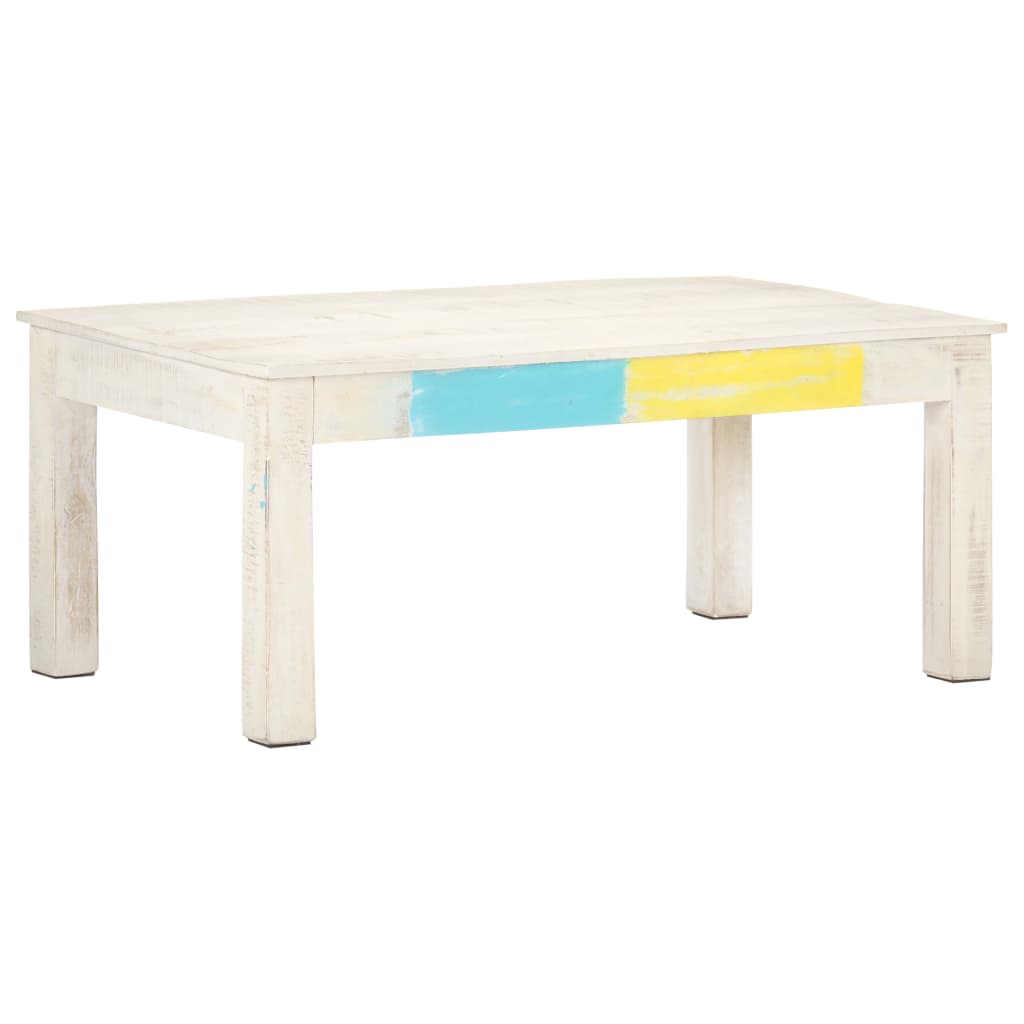 vidaXL Stolik kawowy, biały, 110 x 60 x 45 cm, lite drewno mango