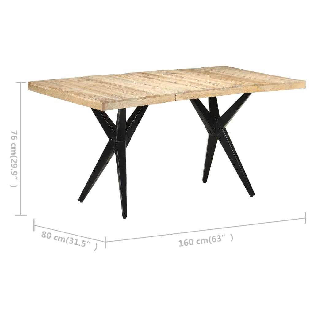 vidaXL Stół jadalniany, 160 x 80 x 76 cm, surowe drewno mango