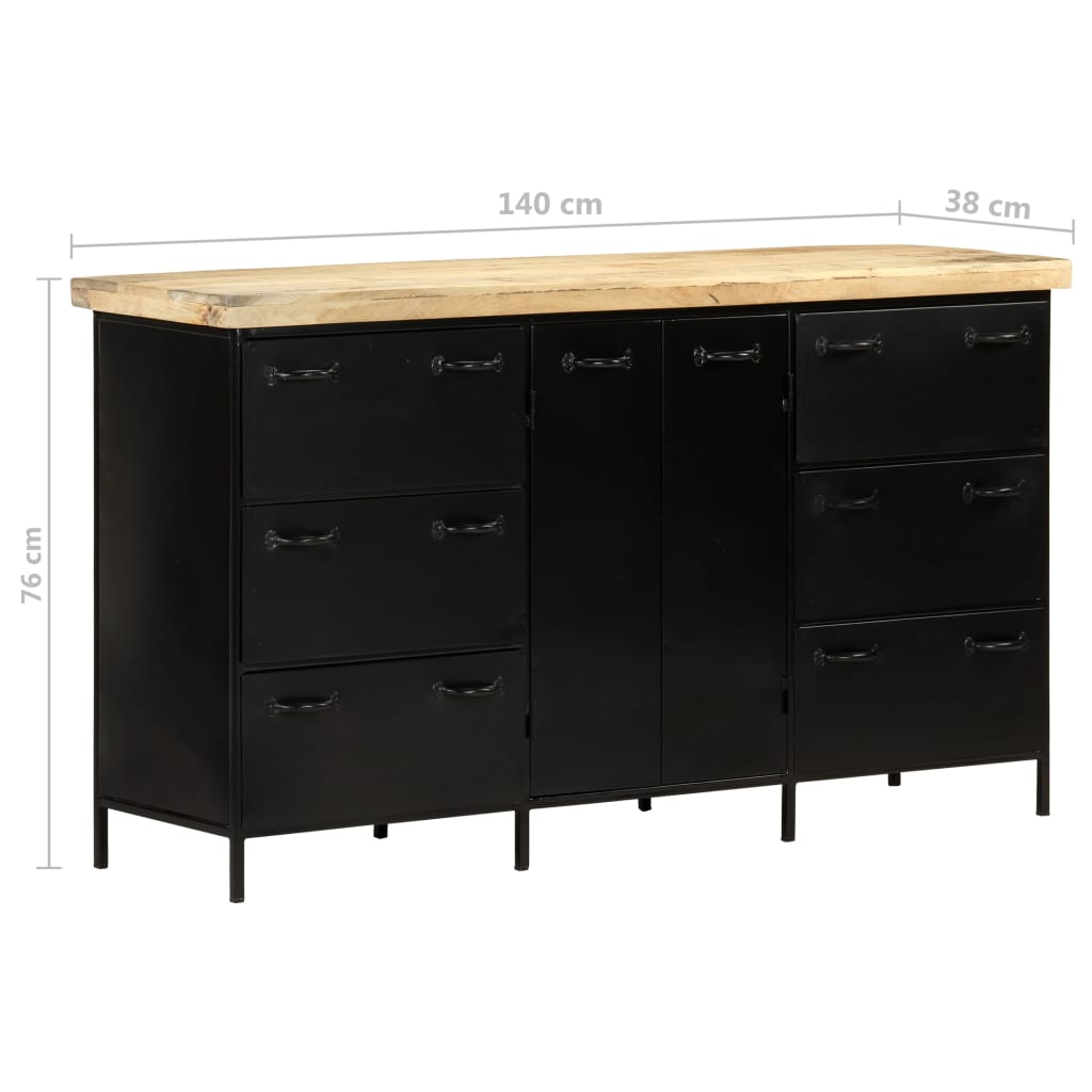 vidaXL Komoda, 140x38x76 cm, surowe drewno mango