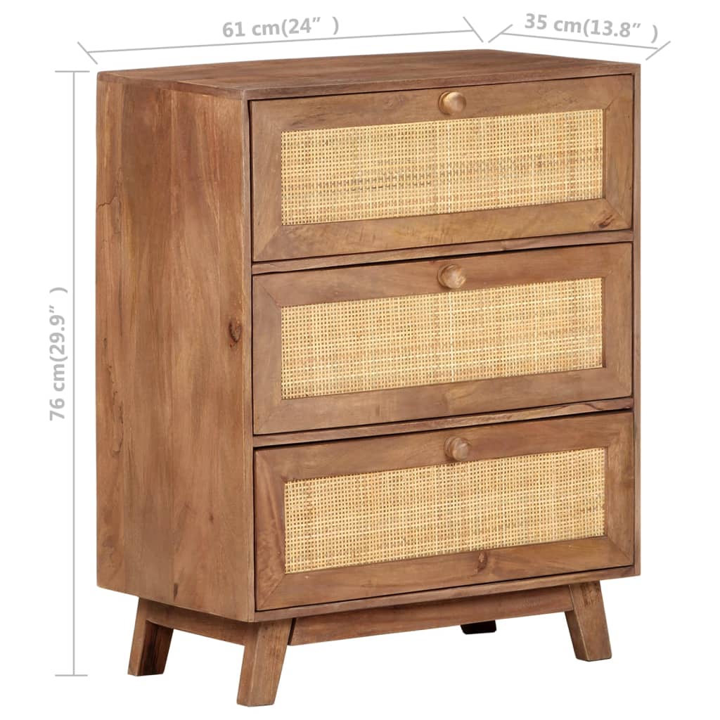 vidaXL Komoda, 61x35x76 cm, lite drewno mango