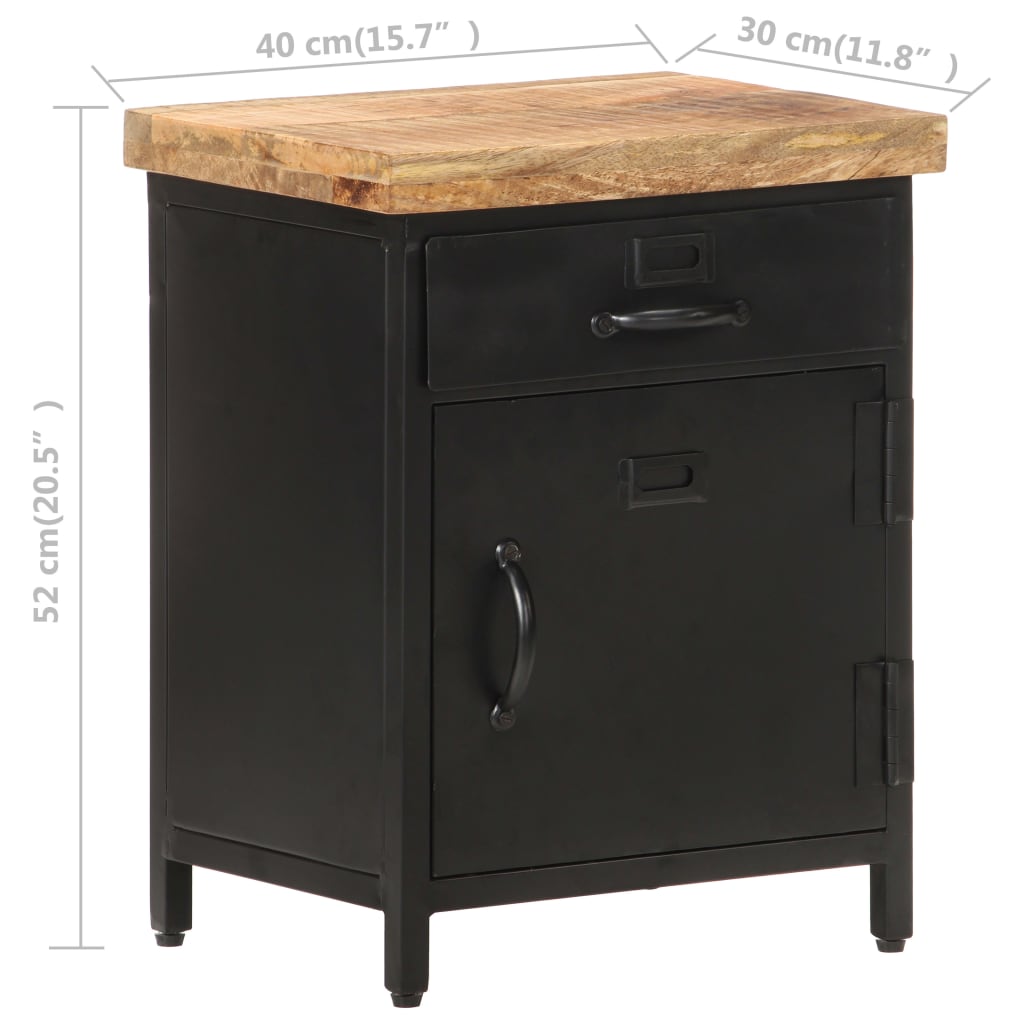 vidaXL Szafka nocna, 40 x 30 x 52 cm, surowe drewno mango