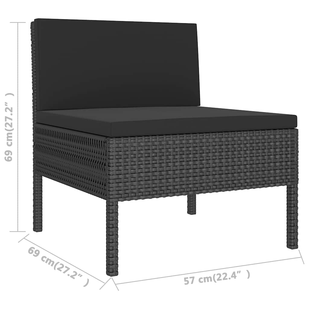 vidaXL 2-cz. zestaw wypoczynkowy do ogrodu, poduszki, czarny rattan PE