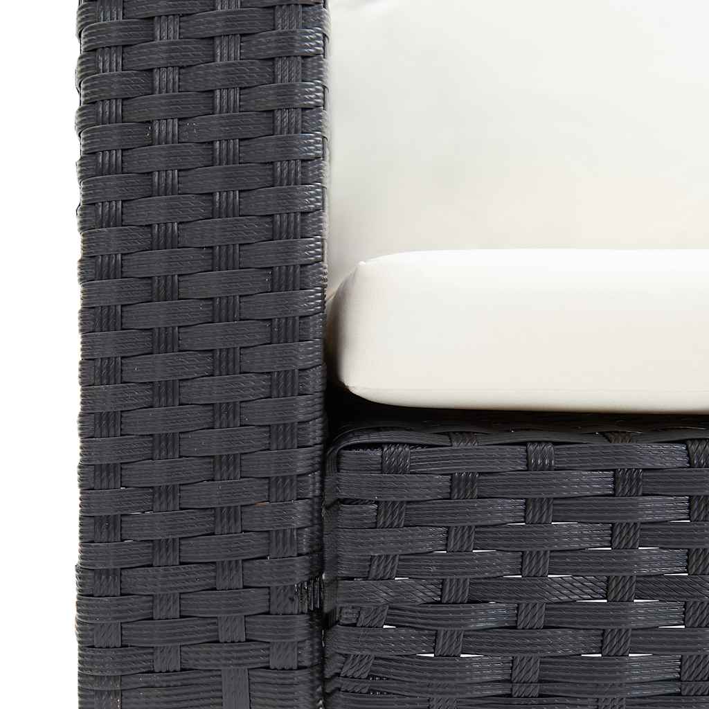 vidaXL 3-osobowa sofa ogrodowa z poduszkami, rattan PE, czarny