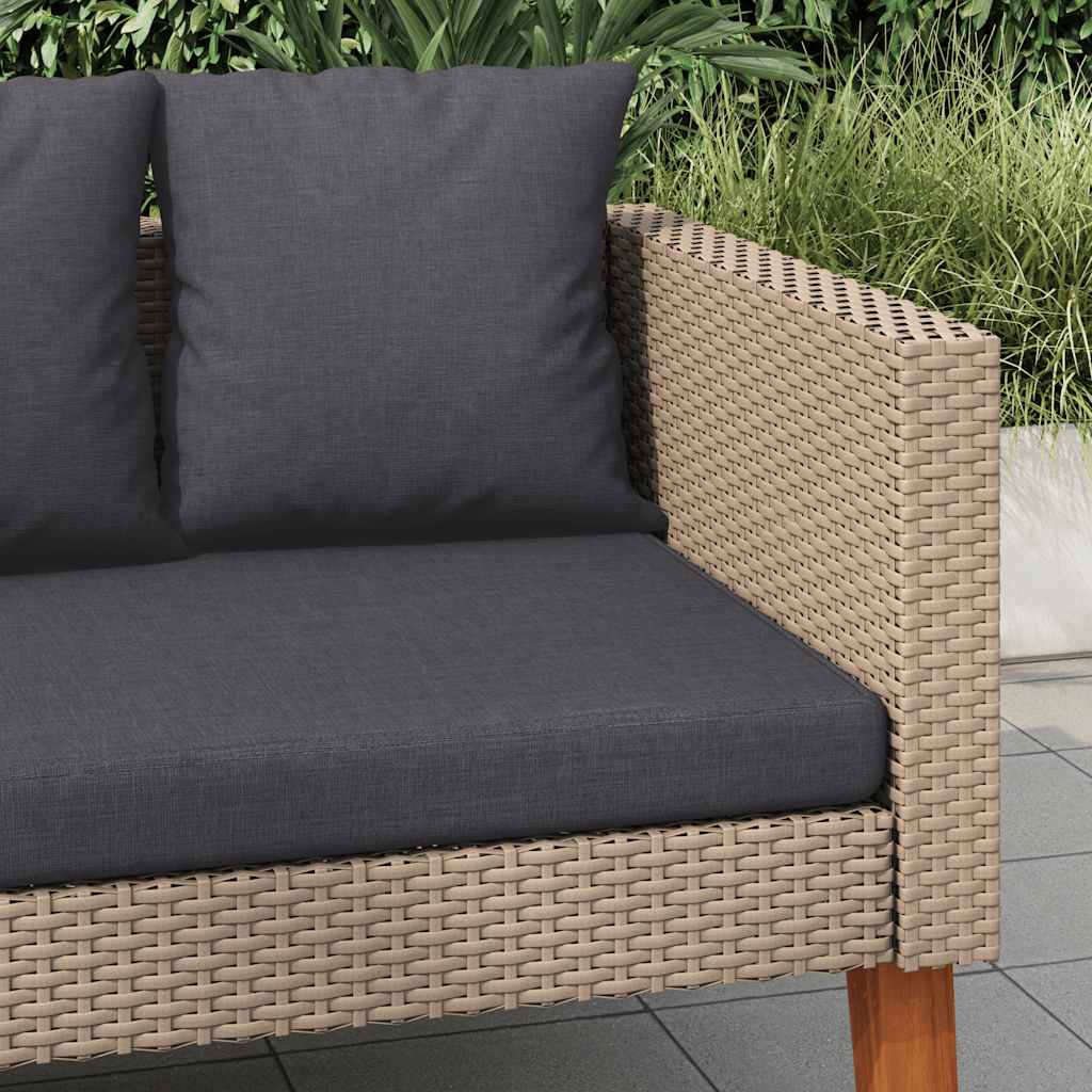 vidaXL 2-osobowa sofa ogrodowa z poduszkami, rattan PE, beż