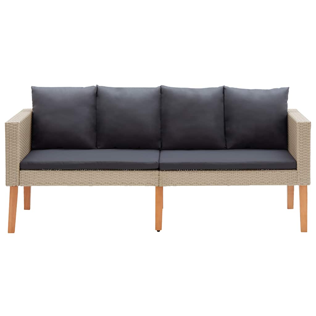 vidaXL 2-osobowa sofa ogrodowa z poduszkami, rattan PE, beż