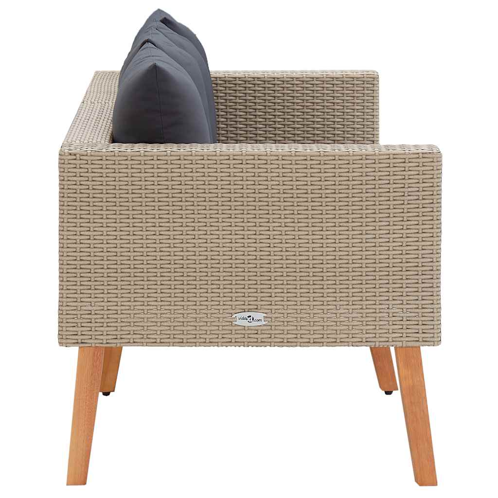 vidaXL 2-osobowa sofa ogrodowa z poduszkami, rattan PE, beż