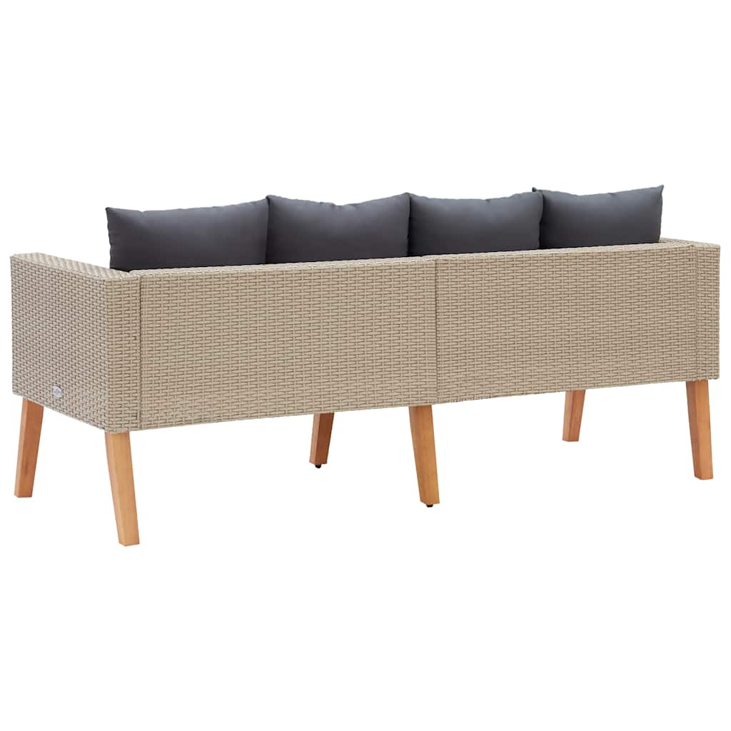 vidaXL 2-osobowa sofa ogrodowa z poduszkami, rattan PE, beż