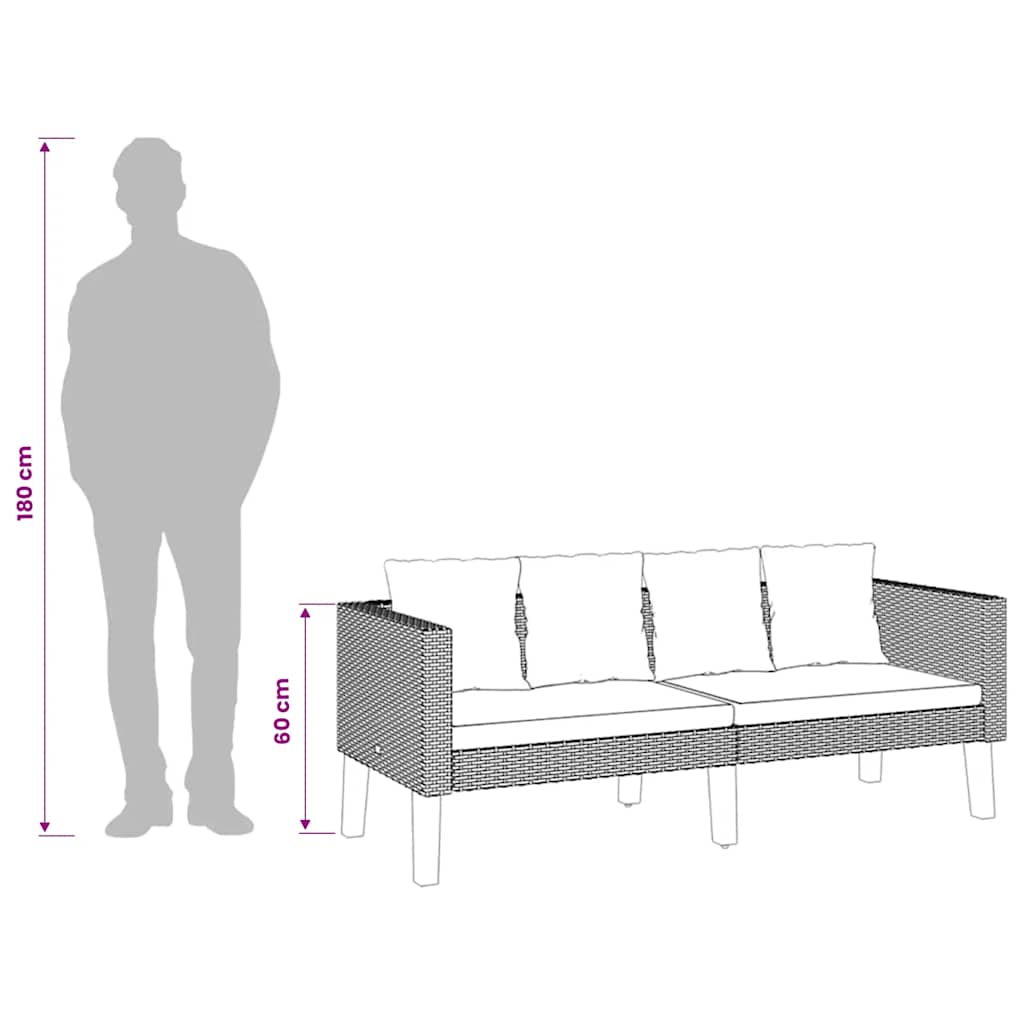 vidaXL 2-osobowa sofa ogrodowa z poduszkami, rattan PE, beż