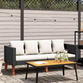 vidaXL 2-osobowa sofa ogrodowa z poduszkami, rattan PE, czarny